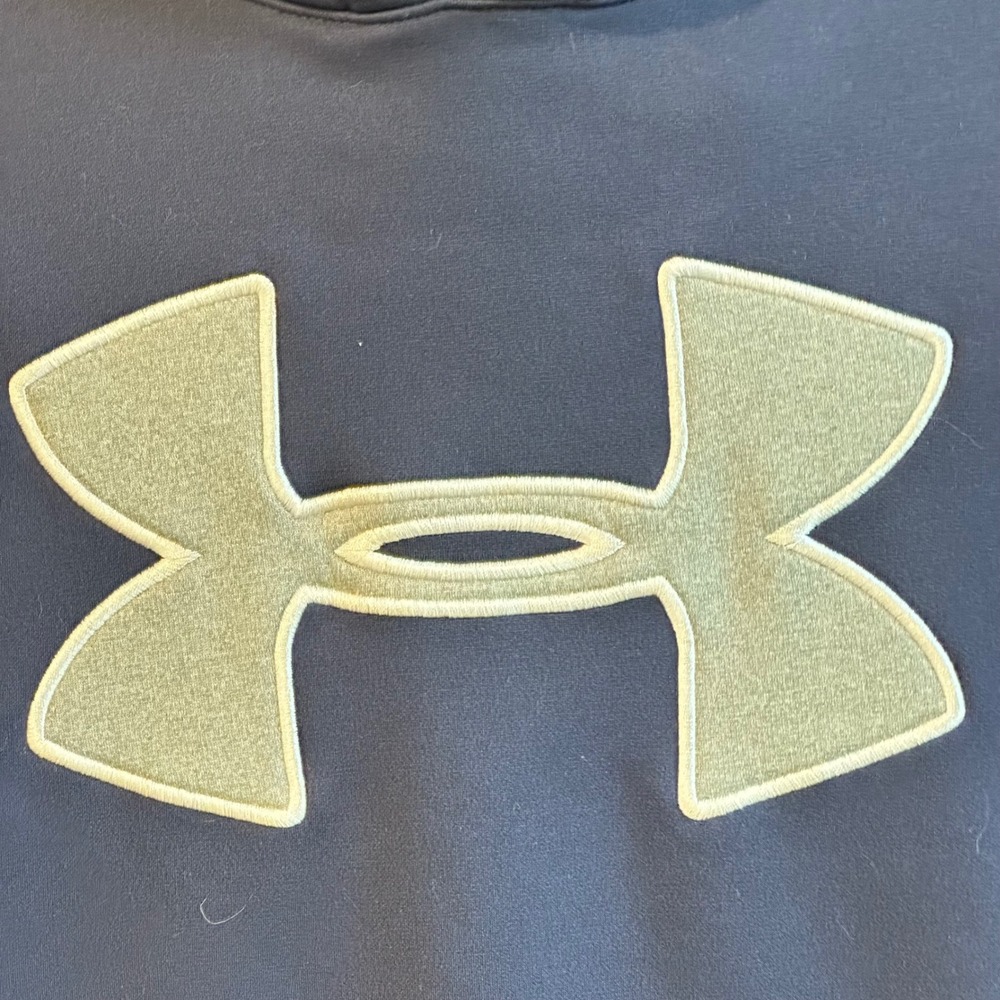 Under Armour Hoodie Men Navy Blue Storm Logo Pullover Loose Fit Athleisure XL - Picture 2 of 9